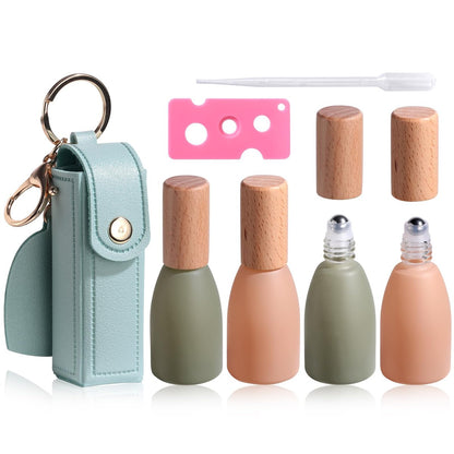 JPNK Essential Oils Roll-on Bottles with Stainless Steel Roller Balls - Pack of 4 for Aromatherapy & Perfumes (10ml each)