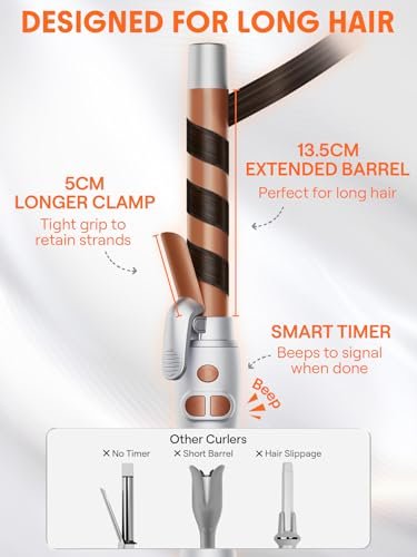 SHEGLAM Rotating Curling Iron Extra Long, 1 Inch Automatic Curling Wand for Long Hair, Self Spinning Barrel up to 430°F, Dual Voltage Avelisse