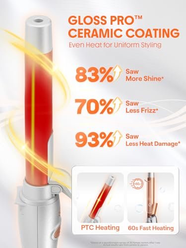 SHEGLAM Rotating Curling Iron Extra Long, 1 Inch Automatic Curling Wand for Long Hair, Self Spinning Barrel up to 430°F, Dual Voltage Avelisse