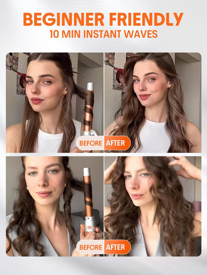 SHEGLAM Rotating Curling Iron Extra Long, 1 Inch Automatic Curling Wand for Long Hair, Self Spinning Barrel up to 430°F, Dual Voltage Avelisse