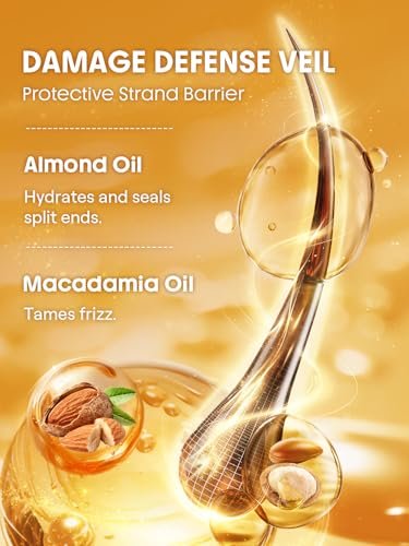 SHEGLAM 24K Glow Hair Oil Serum – 10-in-1 Frizz Control, Shine & Heat Protection with Almond & Macadamia Oil for All Hair Types (1.69 fl oz) Avelisse