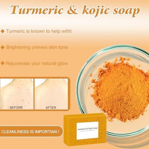 4-Piece Turmeric Wash and Care Set: Facial Wash, Cleansing Mousse, Soap & Exfoliating Pads for Radiant Skin Avelisse