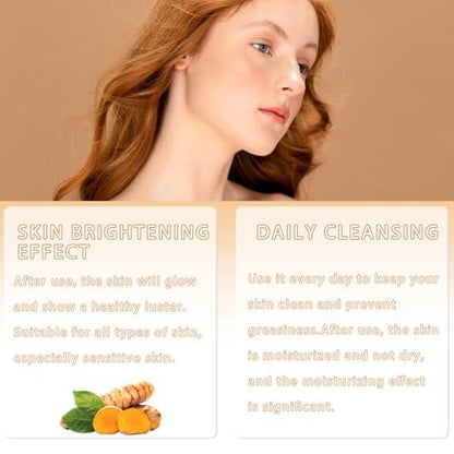 4-Piece Turmeric Wash and Care Set: Facial Wash, Cleansing Mousse, Soap & Exfoliating Pads for Radiant Skin Avelisse