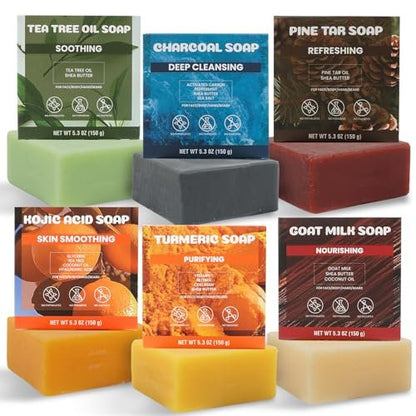 Rinse & Robust Men’s Natural Bar Soap Variety Set – 6-Pack Fresh & Clean Scent Collection for Face, Body & Hands – Gentle for All Skin Types Avelisse