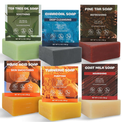 Rinse & Robust Men’s Natural Bar Soap Variety Set – 6-Pack Fresh & Clean Scent Collection for Face, Body & Hands – Gentle for All Skin Types Avelisse
