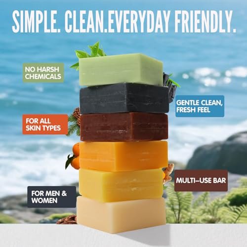 Rinse & Robust Men’s Natural Bar Soap Variety Set – 6-Pack Fresh & Clean Scent Collection for Face, Body & Hands – Gentle for All Skin Types Avelisse