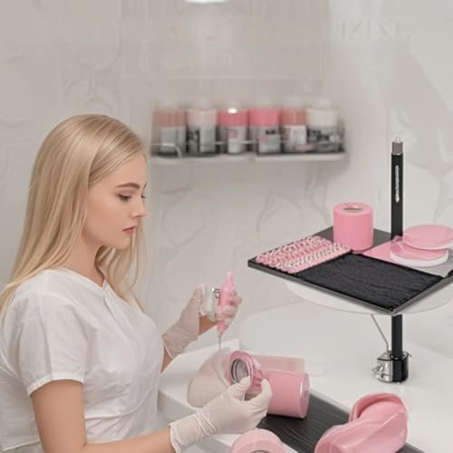 Adjustable Lash Tray Holder with Phone Holder - Eyelash Extension Organizer for Lash Techs, Salon, Spa - 10.6" x 8" Black - görsel 14