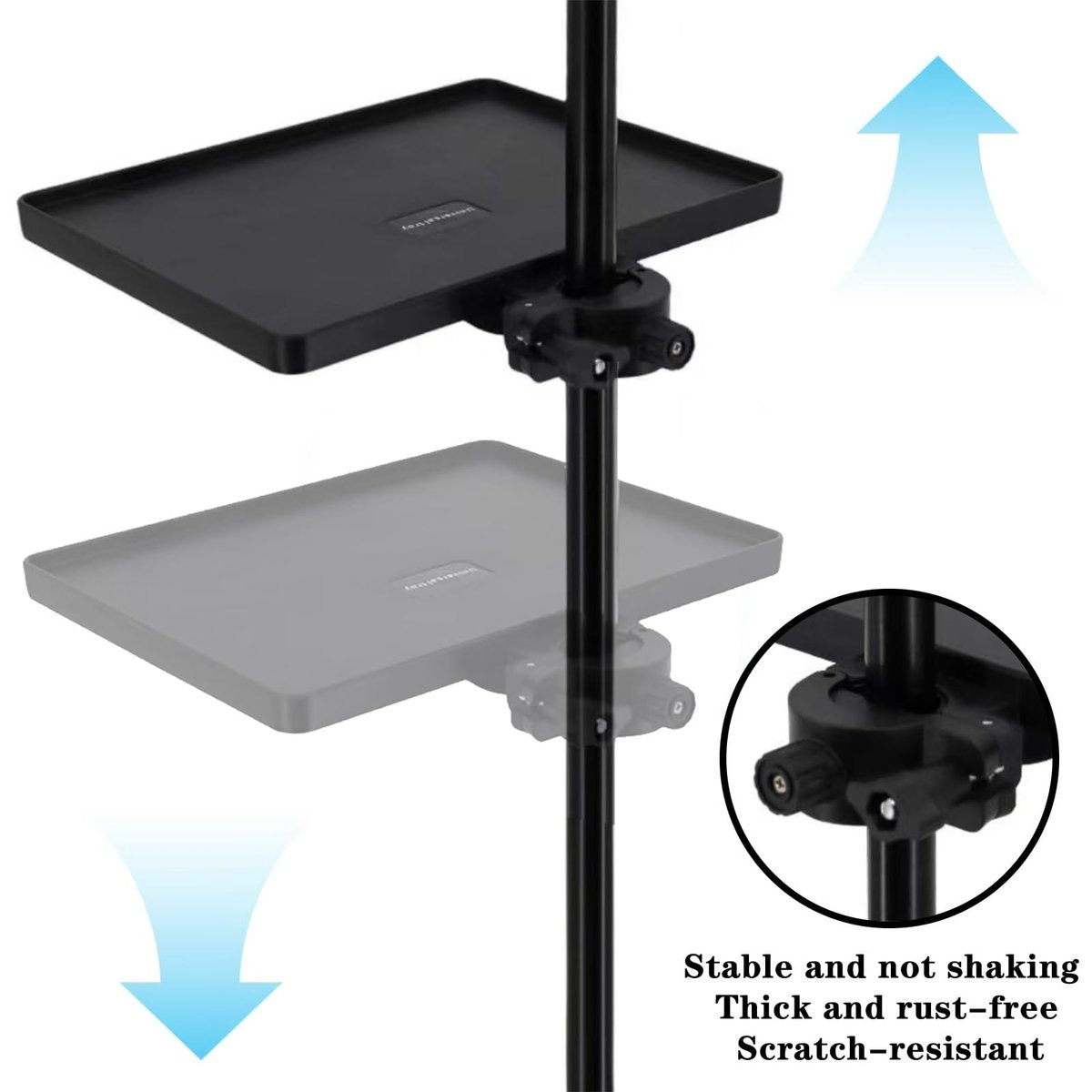 Adjustable Lash Tray Holder with Phone Holder - Eyelash Extension Organizer for Lash Techs, Salon, Spa - 10.6" x 8" Black - görsel 7