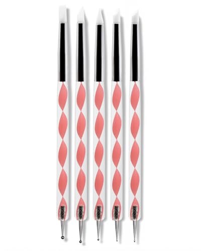5PCS Dual-Ended Nail Art Dotting Tools – Silicone Sculpting Pens & Ball Stylus Set for Gel Polish, Builder Gel, Chrome Powder, 3D DIY Nail Art Design & Manicure Decoration - görsel 2