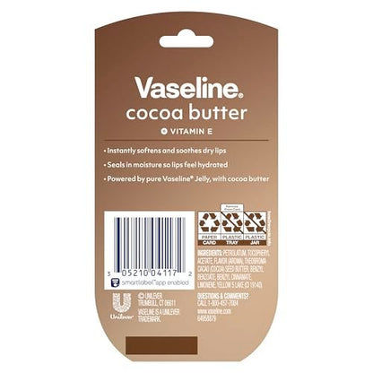 Vaseline Lip Balm Mini 2 ct Cocoa Butter – Hydrating Lip Balm for Dry Cracked Lips (0.5 oz)