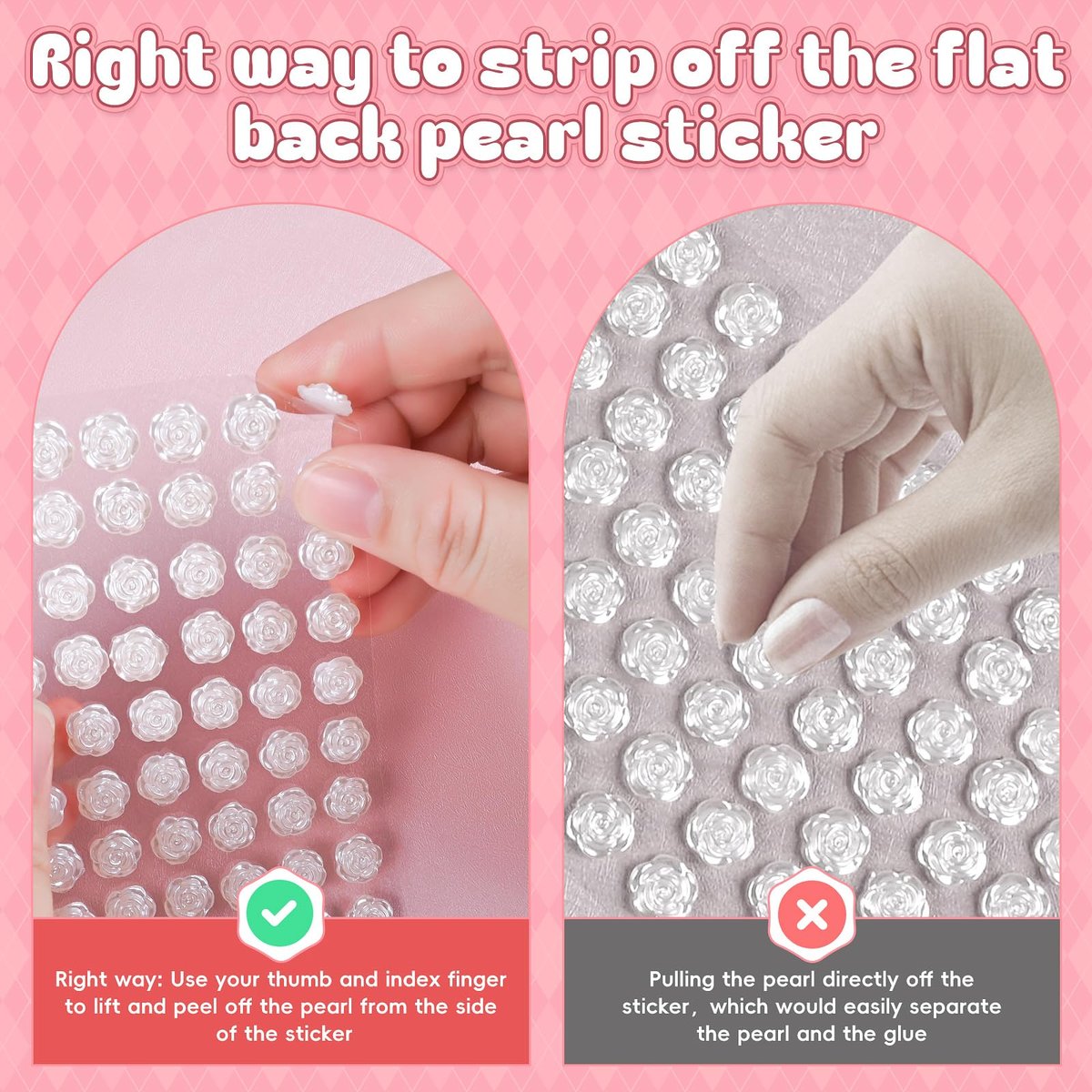 GIFOHAPY 4366 PCS Self-Adhesive Pearl Stickers – Assorted Sizes & Shapes for Crafts, Hair, Face, Makeup, and DIY Projects - görsel 7