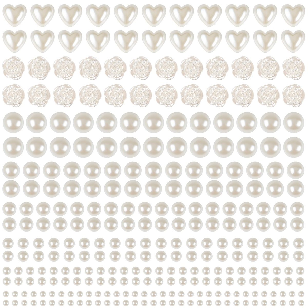 GIFOHAPY 4366 PCS Self-Adhesive Pearl Stickers – Assorted Sizes & Shapes for Crafts, Hair, Face, Makeup, and DIY Projects - görsel 1