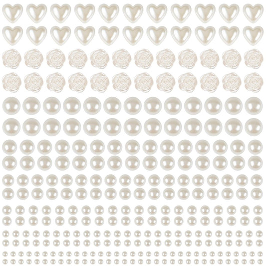 GIFOHAPY 4366 PCS Self-Adhesive Pearl Stickers – Assorted Sizes & Shapes for Crafts, Hair, Face, Makeup, and DIY Projects