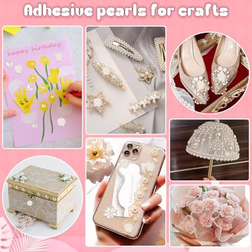 GIFOHAPY 4366 PCS Self-Adhesive Pearl Stickers – Assorted Sizes & Shapes for Crafts, Hair, Face, Makeup, and DIY Projects - görsel 10