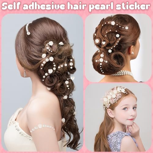 GIFOHAPY 4366 PCS Self-Adhesive Pearl Stickers – Assorted Sizes & Shapes for Crafts, Hair, Face, Makeup, and DIY Projects - görsel 12