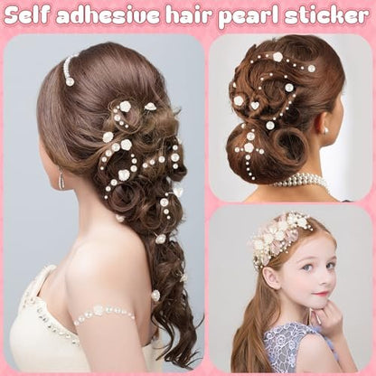 GIFOHAPY 4366 PCS Self-Adhesive Pearl Stickers – Assorted Sizes & Shapes for Crafts, Hair, Face, Makeup, and DIY Projects