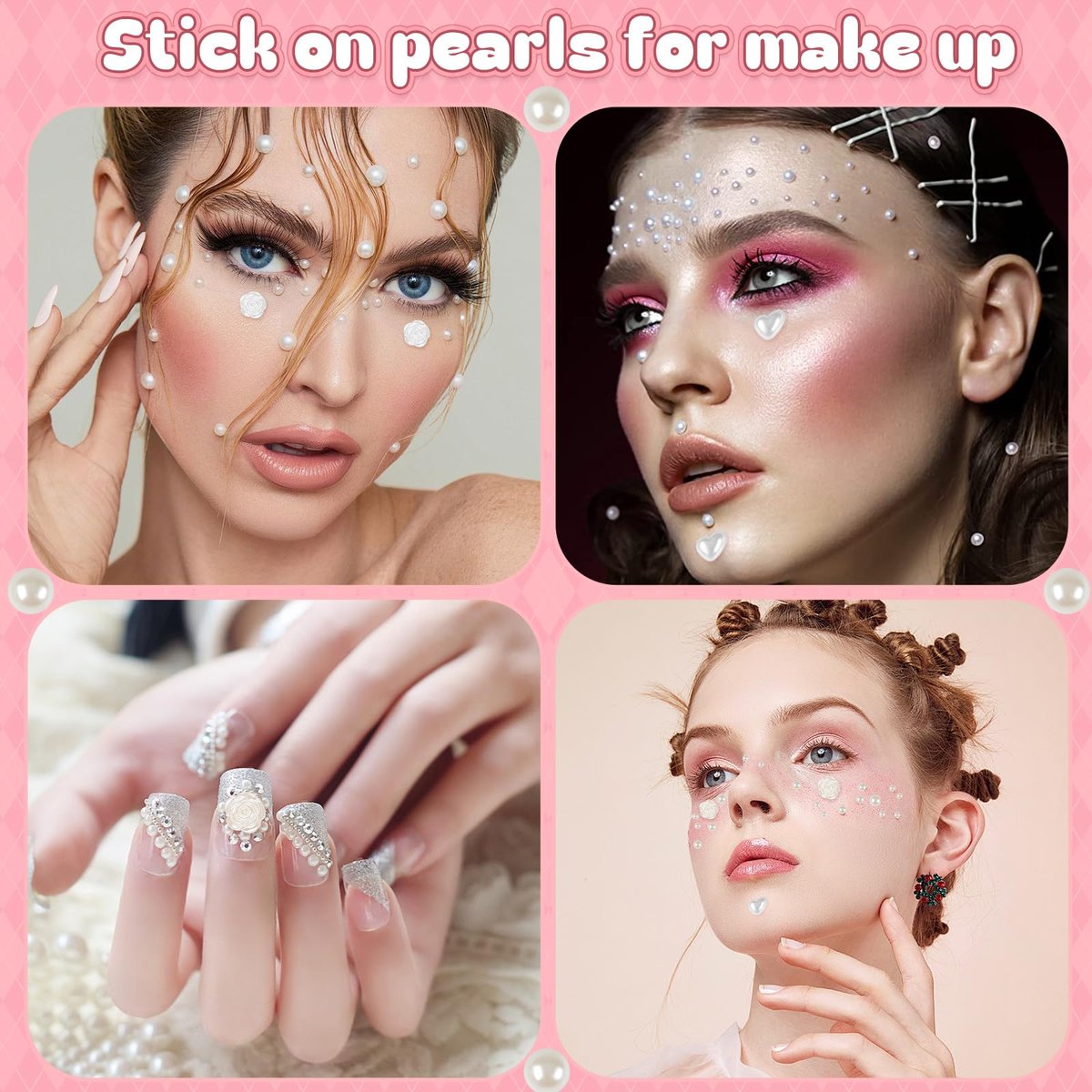 GIFOHAPY 4366 PCS Self-Adhesive Pearl Stickers – Assorted Sizes & Shapes for Crafts, Hair, Face, Makeup, and DIY Projects - görsel 13