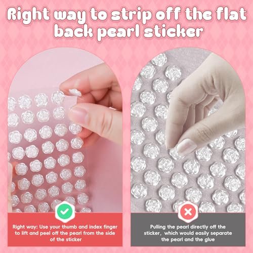 GIFOHAPY 4366 PCS Self-Adhesive Pearl Stickers – Assorted Sizes & Shapes for Crafts, Hair, Face, Makeup, and DIY Projects - görsel 8