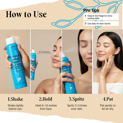 LivaClean Thermal Spring Water Face Spray Mist with Hyaluronic Acid & Aloe Vera – Hydrating, Soothing, Mineral-Rich Face Mist (300ml + 50ml) Avelisse