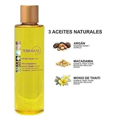 Terramar 3 in 1 Hair Oil - Nourishing Argan, Macadamia & Monoi Oil Blend for Frizz-Free Shine (3.31 fl oz) Avelisse