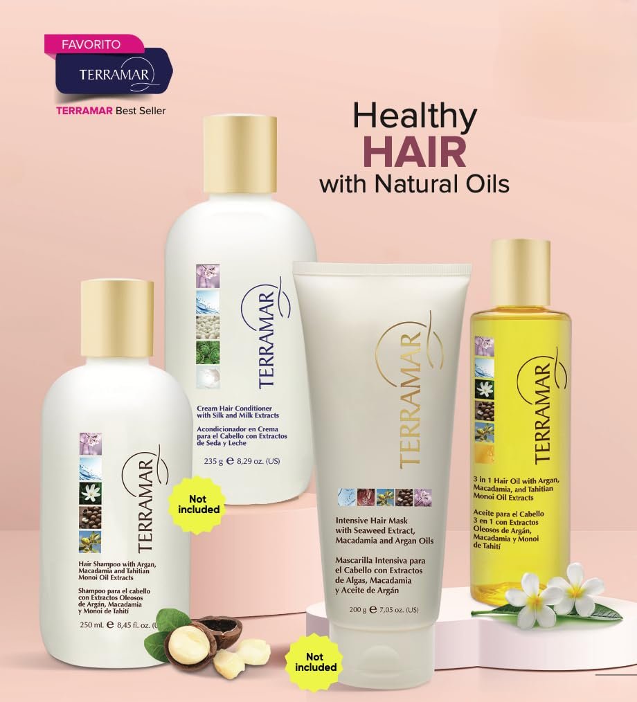 Terramar 3 in 1 Hair Oil - Nourishing Argan, Macadamia & Monoi Oil Blend for Frizz-Free Shine (3.31 fl oz) Avelisse
