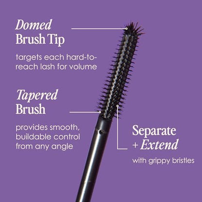 Grande Cosmetics GrandeWRAP Tubing Mascara – Buildable Volume & Length, Anti-Smudge, Flake-Free, All-Day Wear, ProVitamin B5 Infused – Black, 0.27 Fl Oz Avelisse