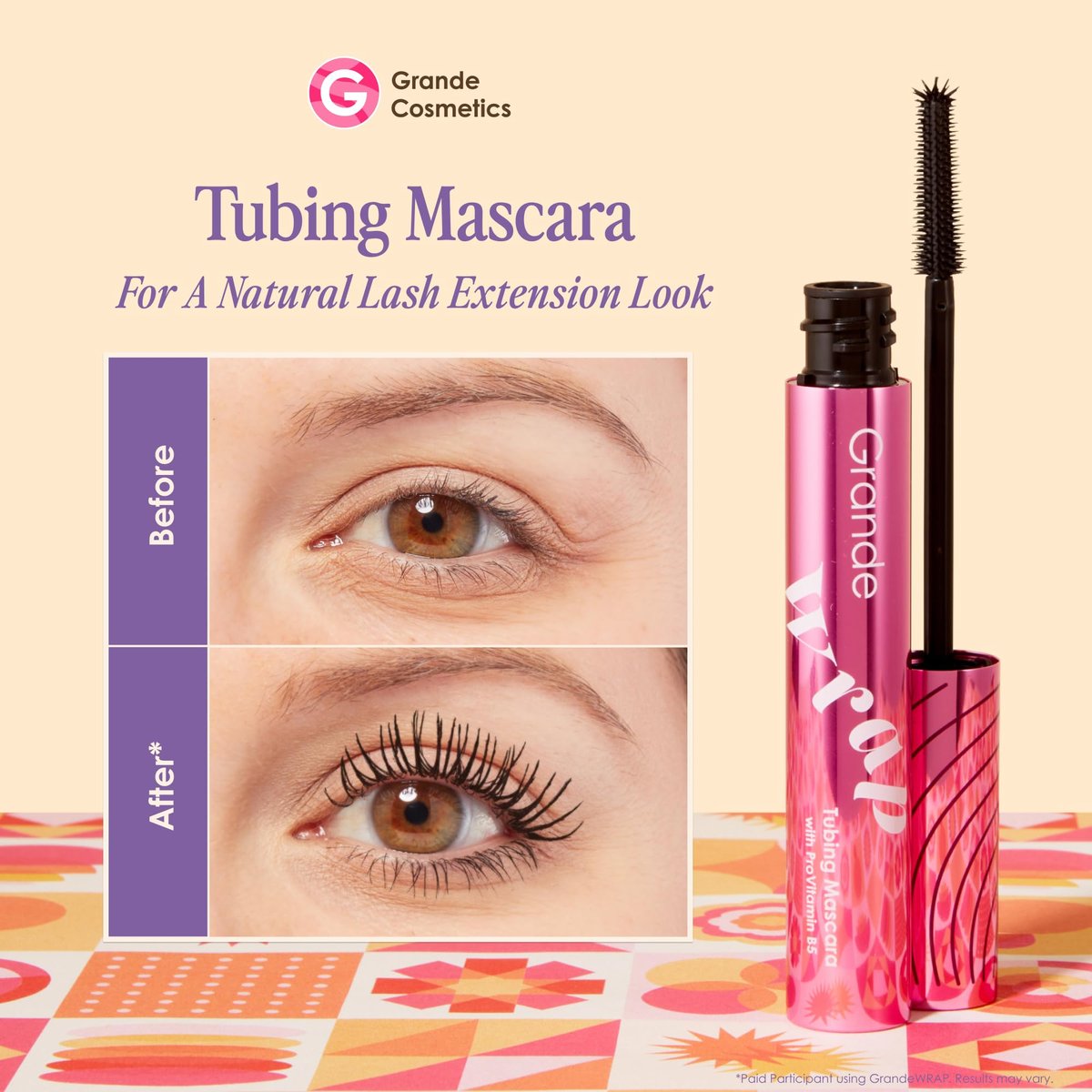 Grande Cosmetics GrandeWRAP Tubing Mascara – Buildable Volume & Length, Anti-Smudge, Flake-Free, All-Day Wear, ProVitamin B5 Infused – Black, 0.27 Fl Oz Avelisse