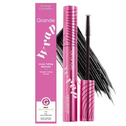 Grande Cosmetics GrandeWRAP Tubing Mascara – Buildable Volume & Length, Anti-Smudge, Flake-Free, All-Day Wear, ProVitamin B5 Infused – Black, 0.27 Fl Oz Avelisse