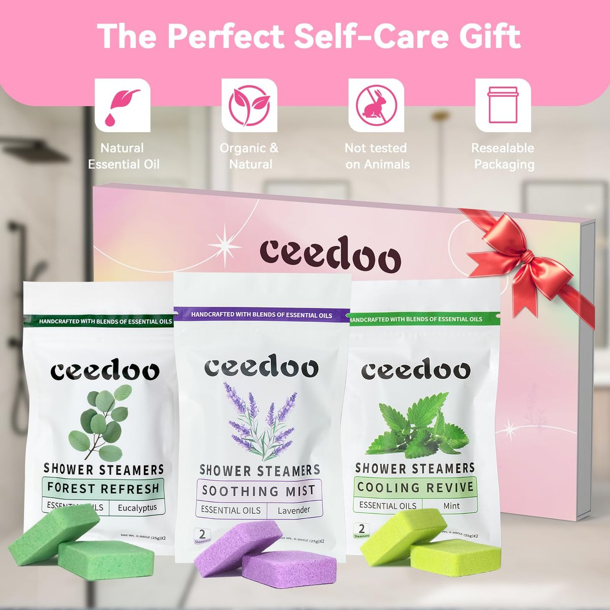 Ceedoo Shower Steamers Aromatherapy 6 Pack - Natural Essential Oil Shower Bombs for Stress Relief & Relaxation - Mother's Day & Birthday Gifts for Women, Teens & Adults - görsel 15
