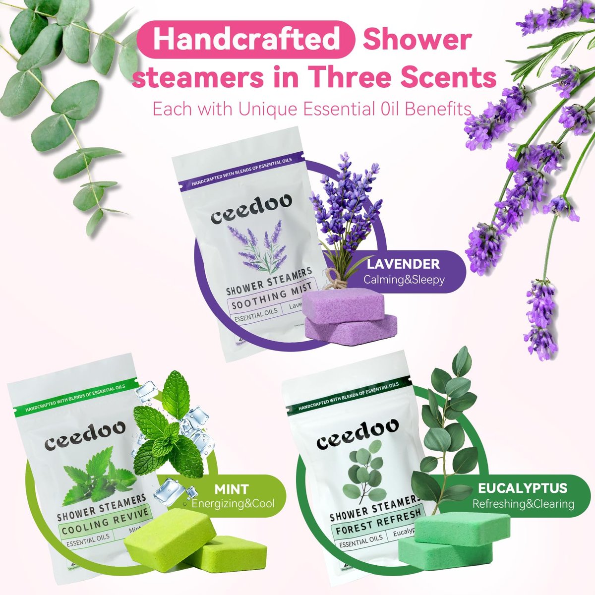 Ceedoo Shower Steamers Aromatherapy 6 Pack - Natural Essential Oil Shower Bombs for Stress Relief & Relaxation - Mother's Day & Birthday Gifts for Women, Teens & Adults - görsel 3