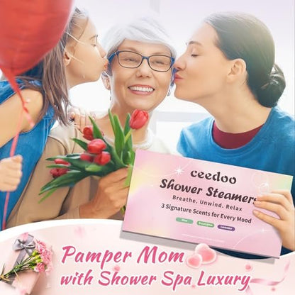 Ceedoo Shower Steamers Aromatherapy 6 Pack - Natural Essential Oil Shower Bombs for Stress Relief & Relaxation - Mother's Day & Birthday Gifts for Women, Teens & Adults