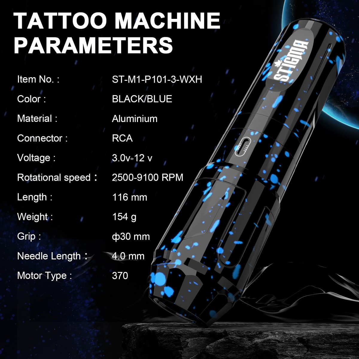 STIGMA Wireless Tattoo Gun Kit - Complete Tattoo Kit with Rotary Pen, 2 Batteries, 20 Cartridge Needles, 11 Inks - Professional Tattoo Machine Set for Beginners and Artists ST-TK9003-3 Avelisse