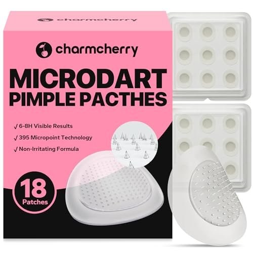 CharmCherry Pimple Patches for Face (18 Count) - Microdart Acne Patches with Salicylic Acid, Hydrocolloid Blemish Spot Treatment for Early Stage Deep Pimples, Zits, Breakouts & Cystic Acne - görsel 2