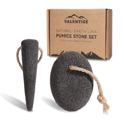 VALENTISE Pumice Stone Set - 2 Pack Natural Volcanic Foot Scrubbers for Dead Skin & Calluses, Pedicure Exfoliation Tools for Feet and Hands Avelisse