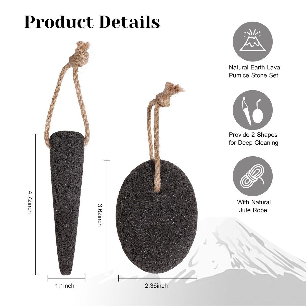 VALENTISE Pumice Stone Set - 2 Pack Natural Volcanic Foot Scrubbers for Dead Skin & Calluses, Pedicure Exfoliation Tools for Feet and Hands Avelisse