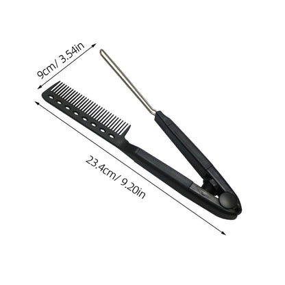 SAFIGLE V-Shaped Hair Straightening Comb – Compact Hairstyling Tool for Straightening & Split Ends Control (Black)