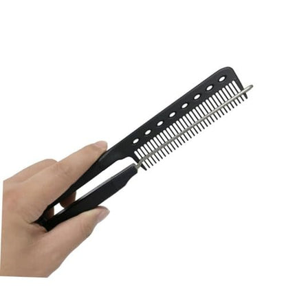SAFIGLE V-Shaped Hair Straightening Comb – Compact Hairstyling Tool for Straightening & Split Ends Control (Black)