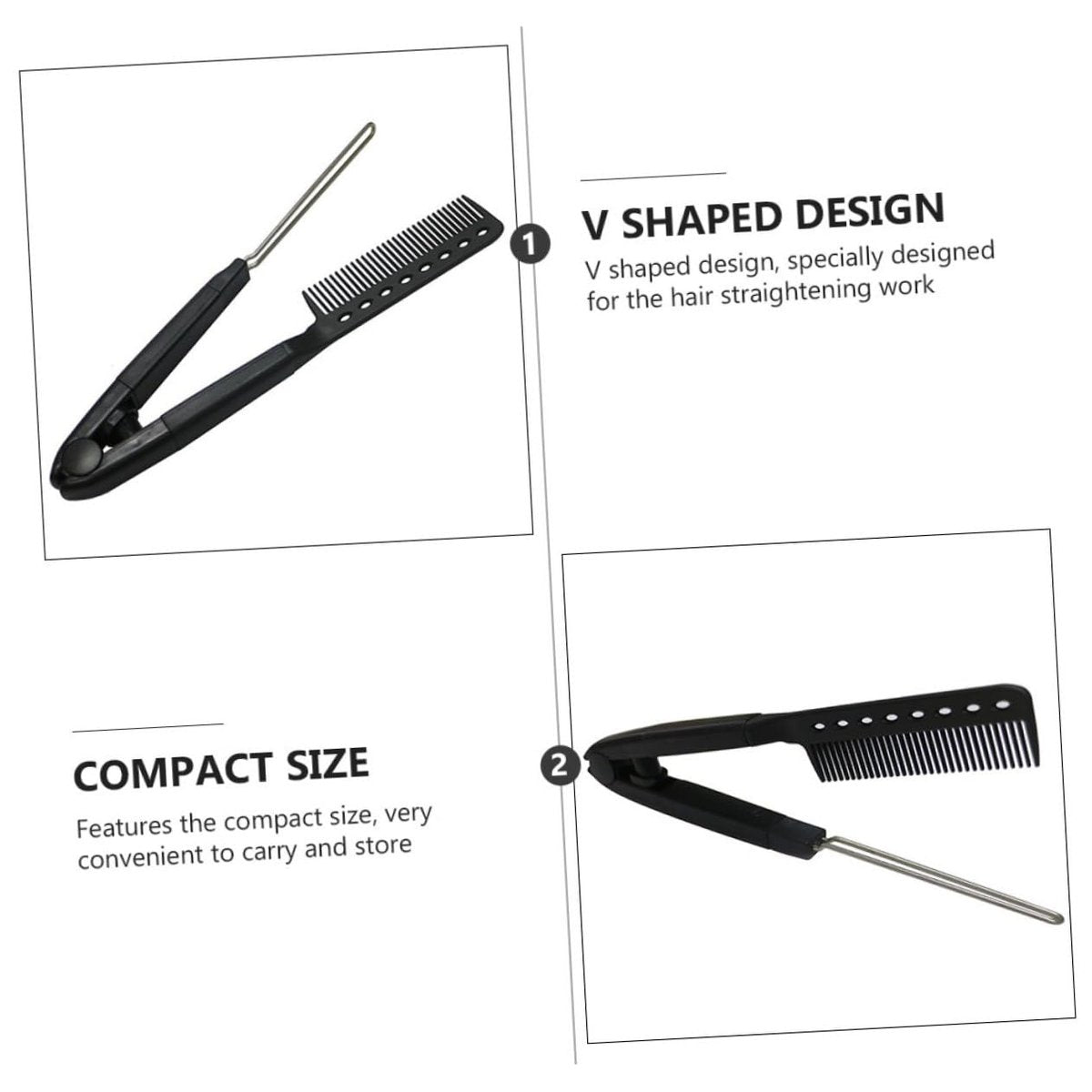 SAFIGLE V-Shaped Hair Straightening Comb – Compact Hairstyling Tool for Straightening & Split Ends Control (Black) - görsel 5