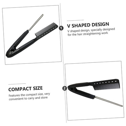 SAFIGLE V-Shaped Hair Straightening Comb – Compact Hairstyling Tool for Straightening & Split Ends Control (Black)