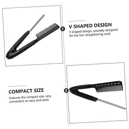 SAFIGLE V-Shaped Hair Straightening Comb – Compact Hairstyling Tool for Straightening & Split Ends Control (Black)