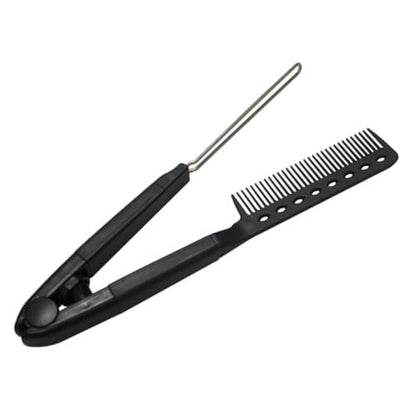 SAFIGLE V-Shaped Hair Straightening Comb – Compact Hairstyling Tool for Straightening & Split Ends Control (Black)