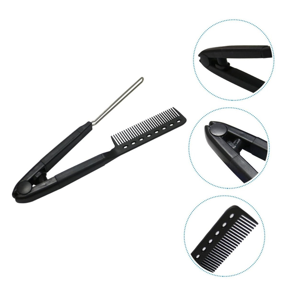 SAFIGLE V-Shaped Hair Straightening Comb – Compact Hairstyling Tool for Straightening & Split Ends Control (Black) - görsel 17