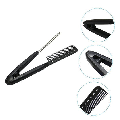 SAFIGLE V-Shaped Hair Straightening Comb – Compact Hairstyling Tool for Straightening & Split Ends Control (Black)