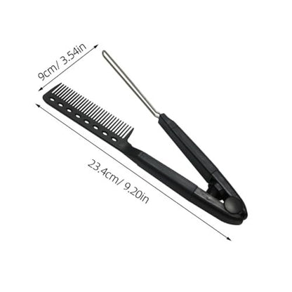 SAFIGLE V-Shaped Hair Straightening Comb – Compact Hairstyling Tool for Straightening & Split Ends Control (Black)
