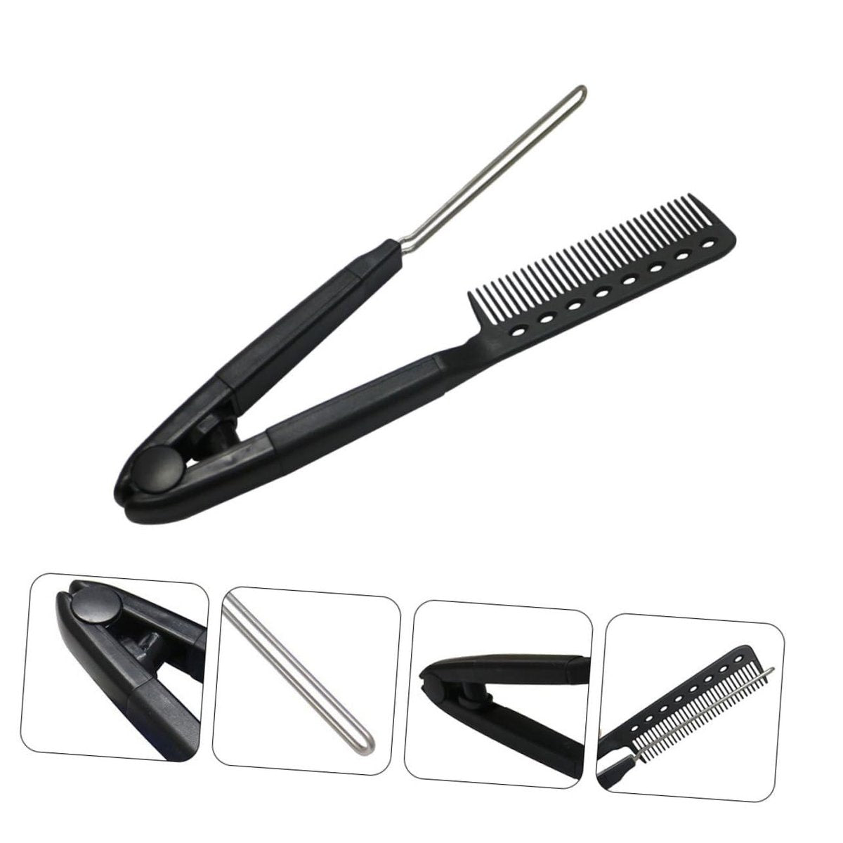SAFIGLE V-Shaped Hair Straightening Comb – Compact Hairstyling Tool for Straightening & Split Ends Control (Black) - görsel 15