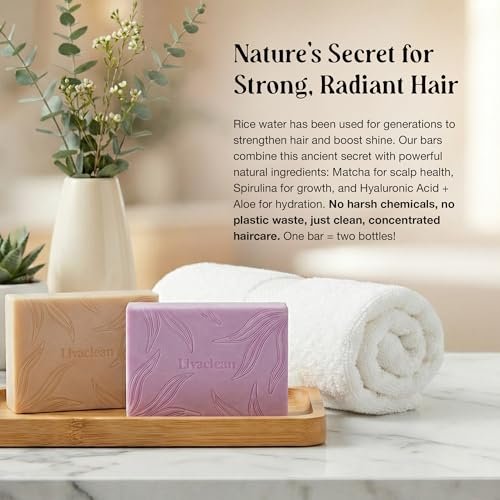 2 Pack Rice Water Shampoo and Conditioner Bars - 2x100g - Hair Soap with Spirulina, Matcha, Hyaluronic Acid & Coconut - Sulfate-Free, Paraben-Free - Rice Soap for Hair Growth Avelisse