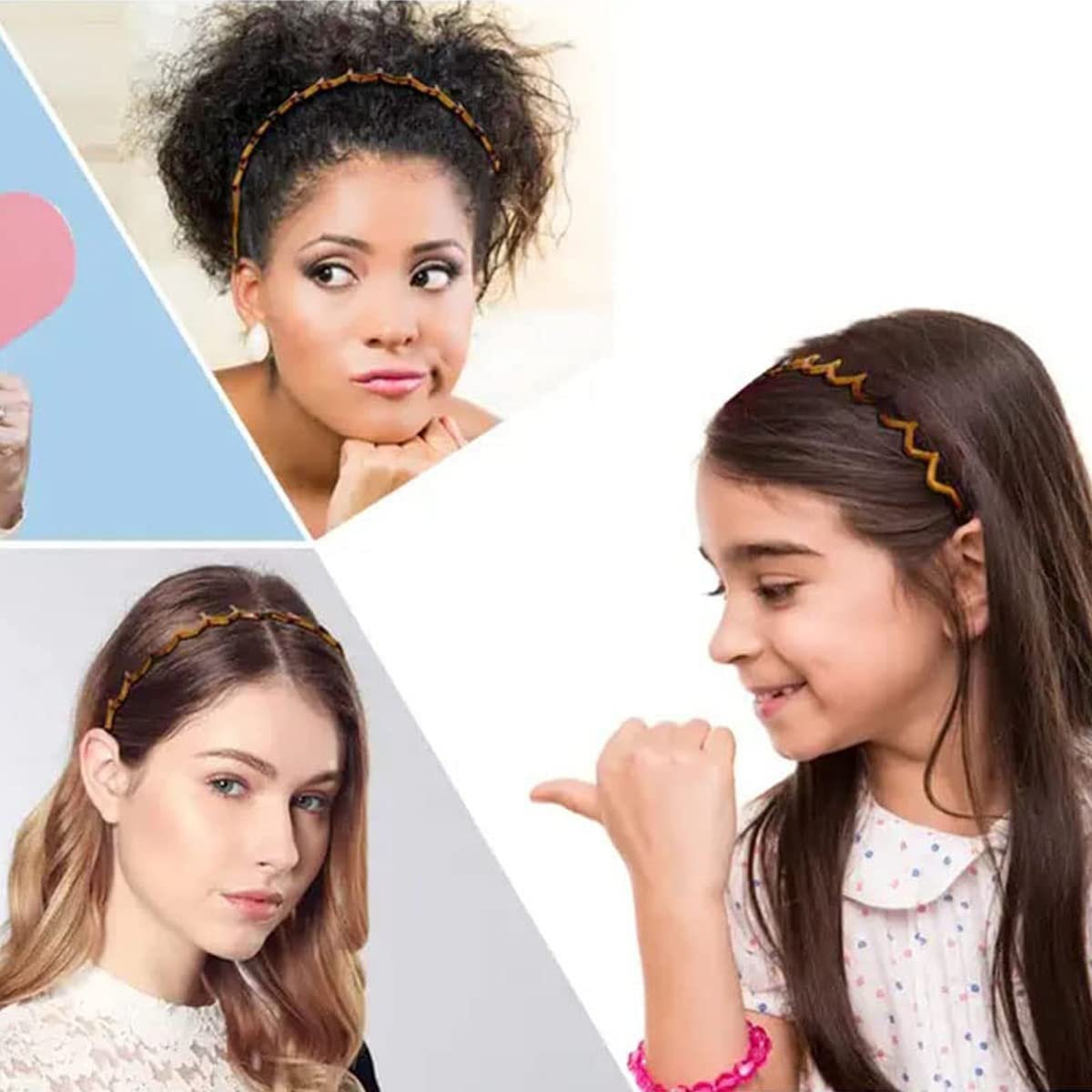 Vrose Flosi Fashion Wide Zig Zag Headbands for Women and Men - Plastic Wavy Hair Band with Teeth Comb - Classic 90s Hair Accessories for Face Washing, Skin Care, Makeup, Hair Holder Everyday Use (Black & Tort, 2 Pack) - görsel 7