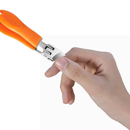 Hfpengzan 2-Pack Wide Jaw Opening Anti-Splash Slanted Nail Clipper for Thick Toenails – Stainless Steel Ingrown Nail Clippers for Women and Men (Orange & Black)