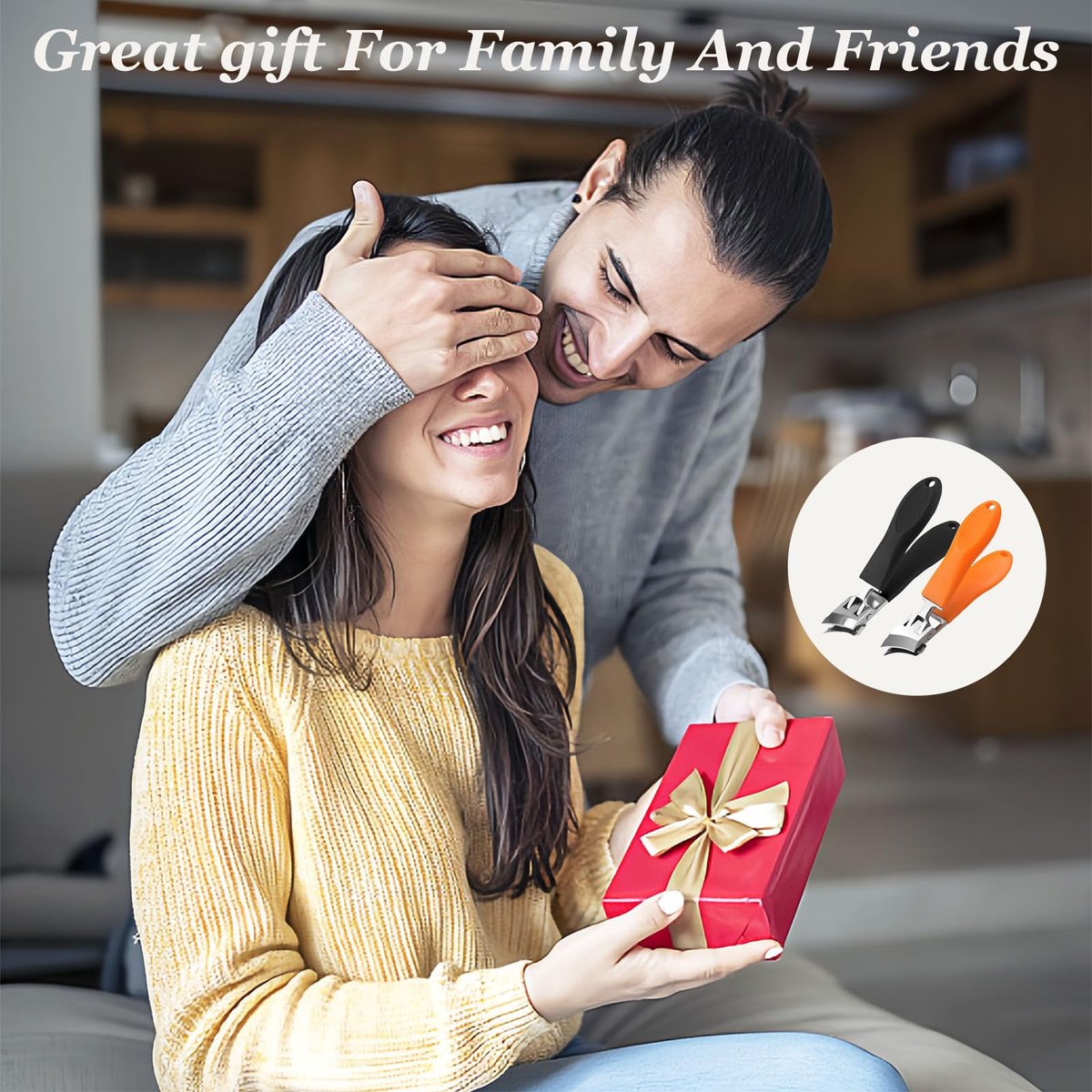 Hfpengzan 2-Pack Wide Jaw Opening Anti-Splash Slanted Nail Clipper for Thick Toenails – Stainless Steel Ingrown Nail Clippers for Women and Men (Orange & Black) - görsel 5