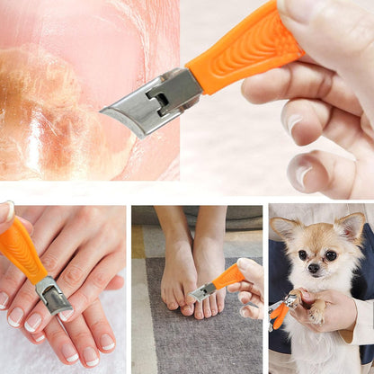 Hfpengzan 2-Pack Wide Jaw Opening Anti-Splash Slanted Nail Clipper for Thick Toenails – Stainless Steel Ingrown Nail Clippers for Women and Men (Orange & Black)